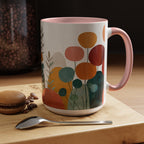 Mid-Century Boho Floral Accent Mug | Abstract Botanical Coffee Cup
