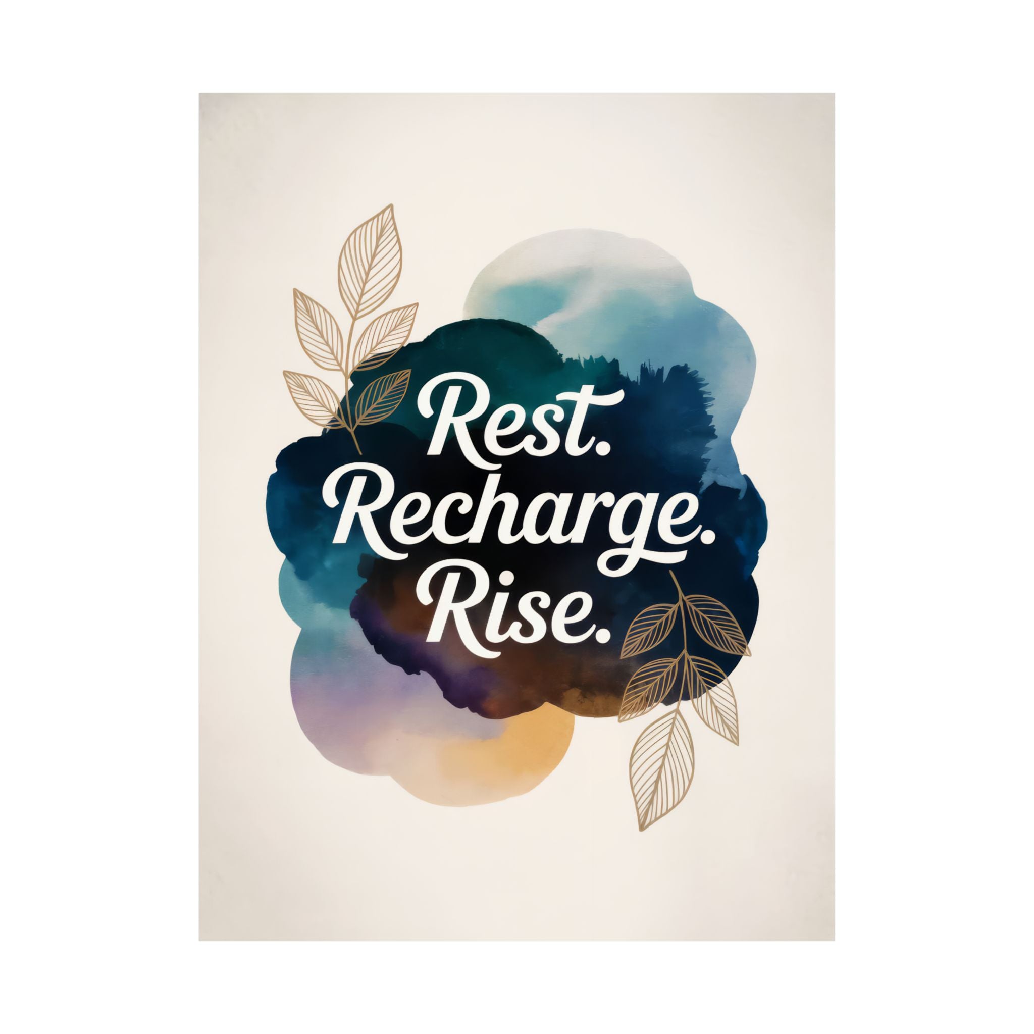 Rest Recharge Rise Poster | Motivational Wall Art, Modern Minimalist Print, Mindfulness Decor