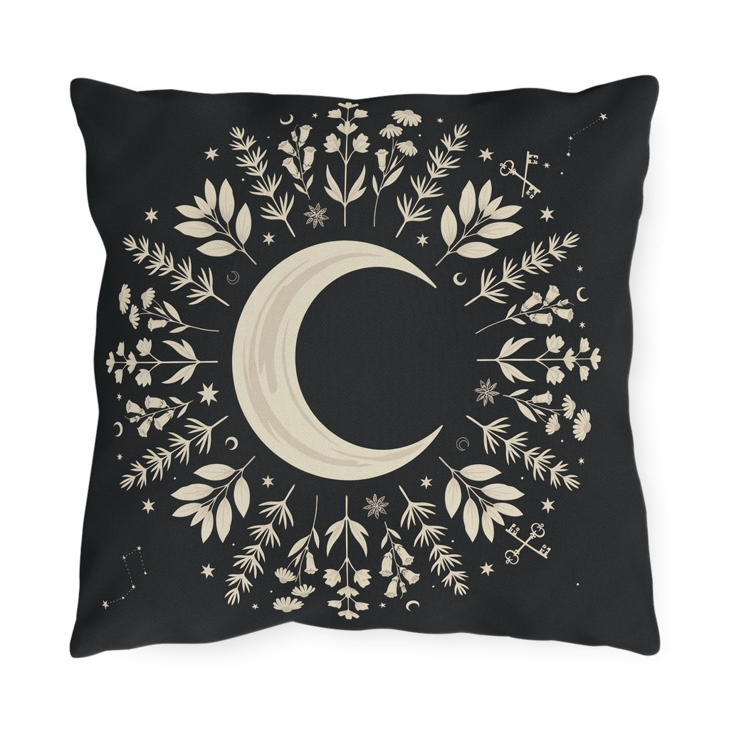 Crescent Moon Outdoor Pillow | Celestial Boho Patio Decor