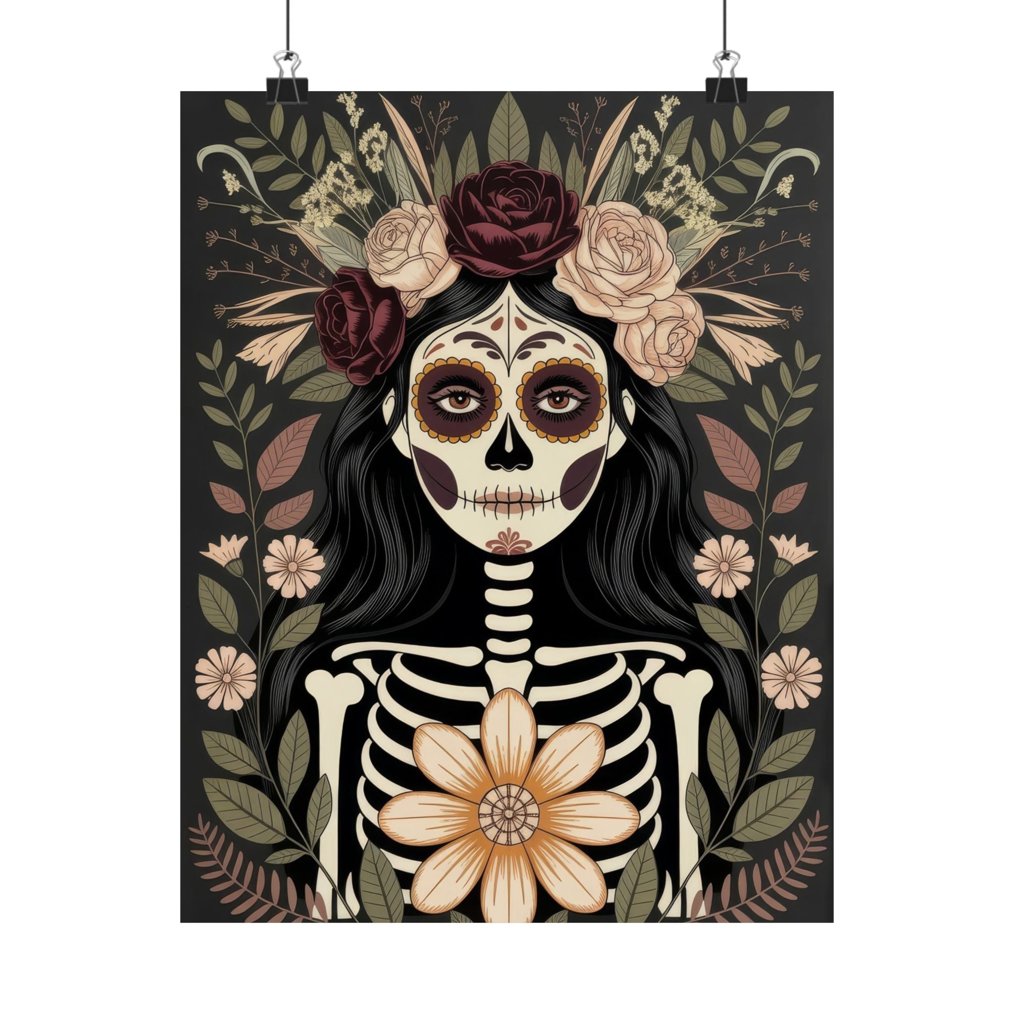 La Catrina Gothic Día de los Muertos Poster | Matte Vertical Art Print