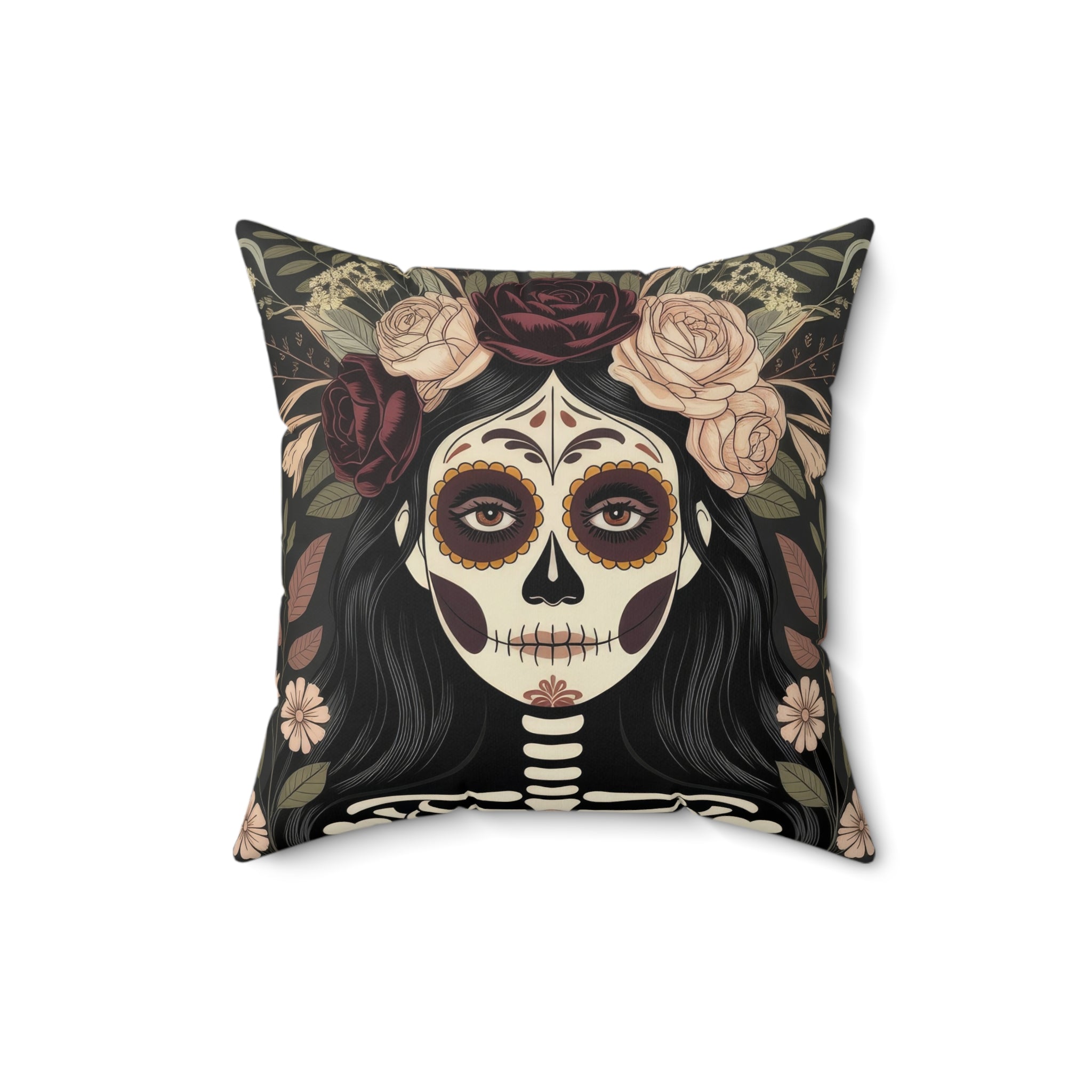 La Catrina Skull Gothic Throw Pillow