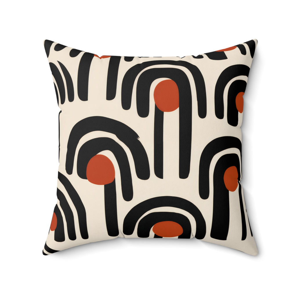 Modern Abstract Arch Pillow | Graphic Mid Century Throw Pillow | Black Terracotta Accent Cushion