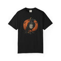 Crow with Coffee 'Today? Omen NO' Pumpkin T-Shirt | Halloween Raven Tee