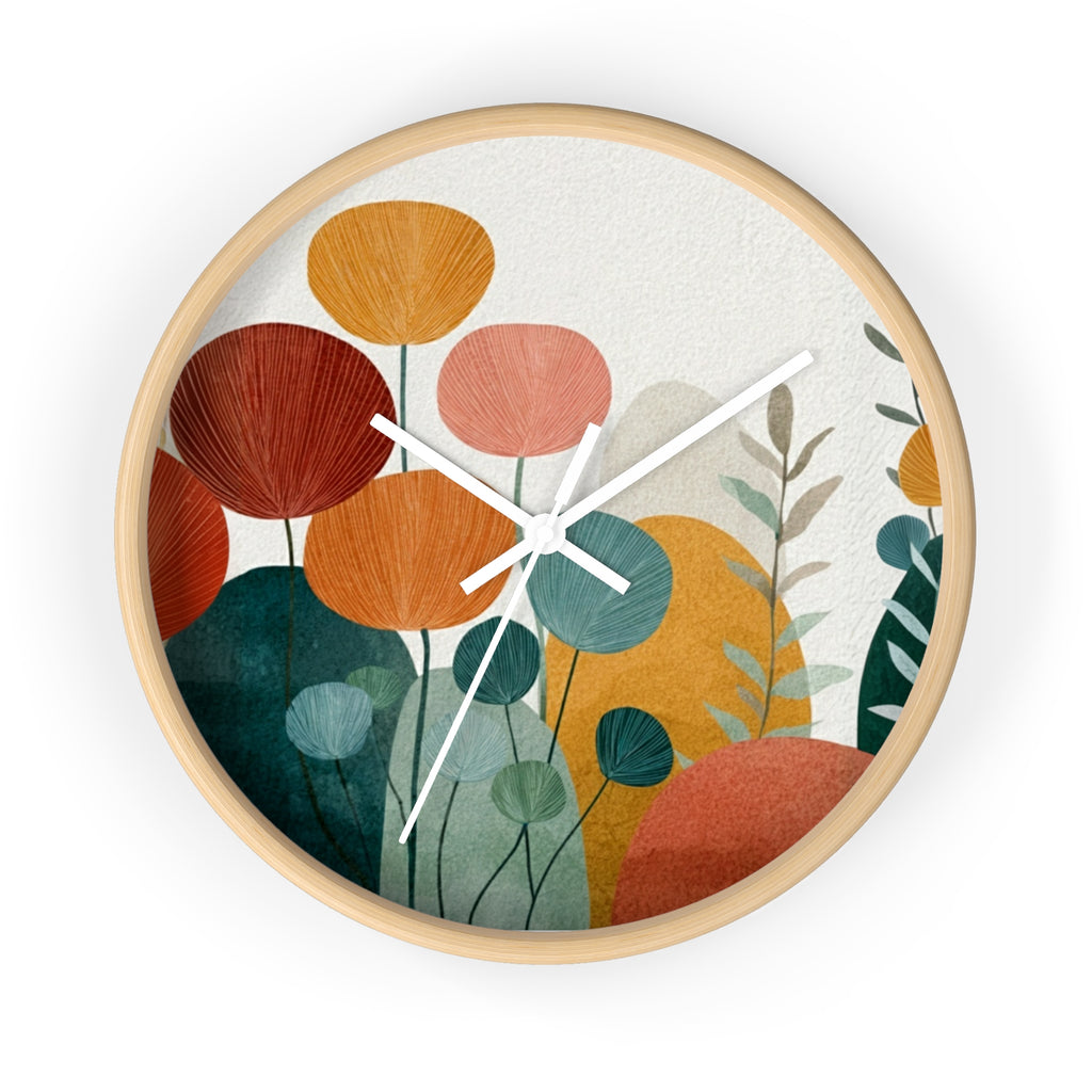 Mid Century Modern Clock |Botanical Modern Watercolor Florals
