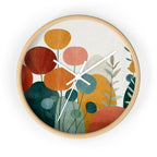 Watercolor Botanical Wall Clock | Mid-Century Floral Decor