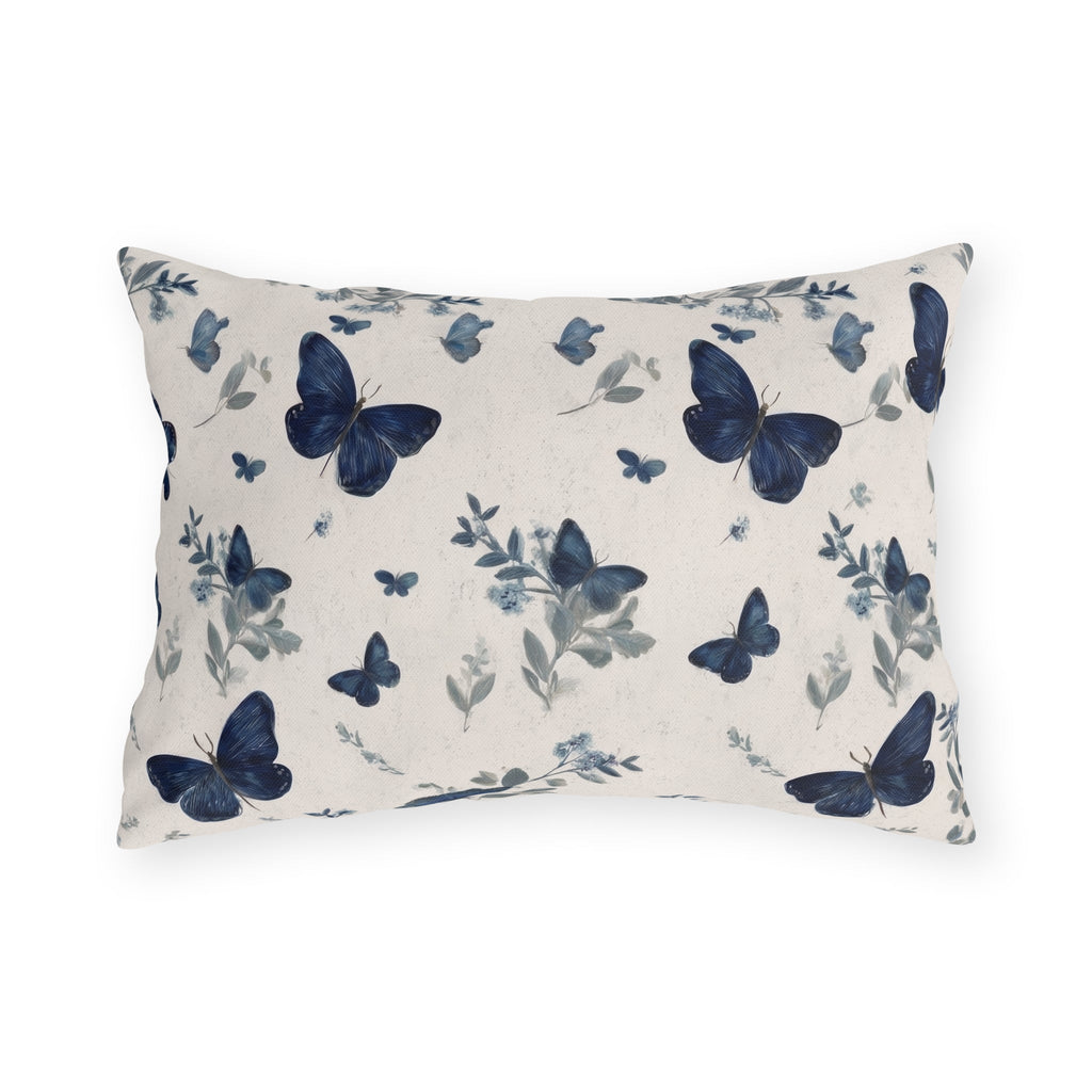 Blue Butterfly Outdoor Pillow | Botanical Patio Decor