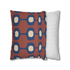Terracotta Navy Geometric Faux Suede Pillow Cover