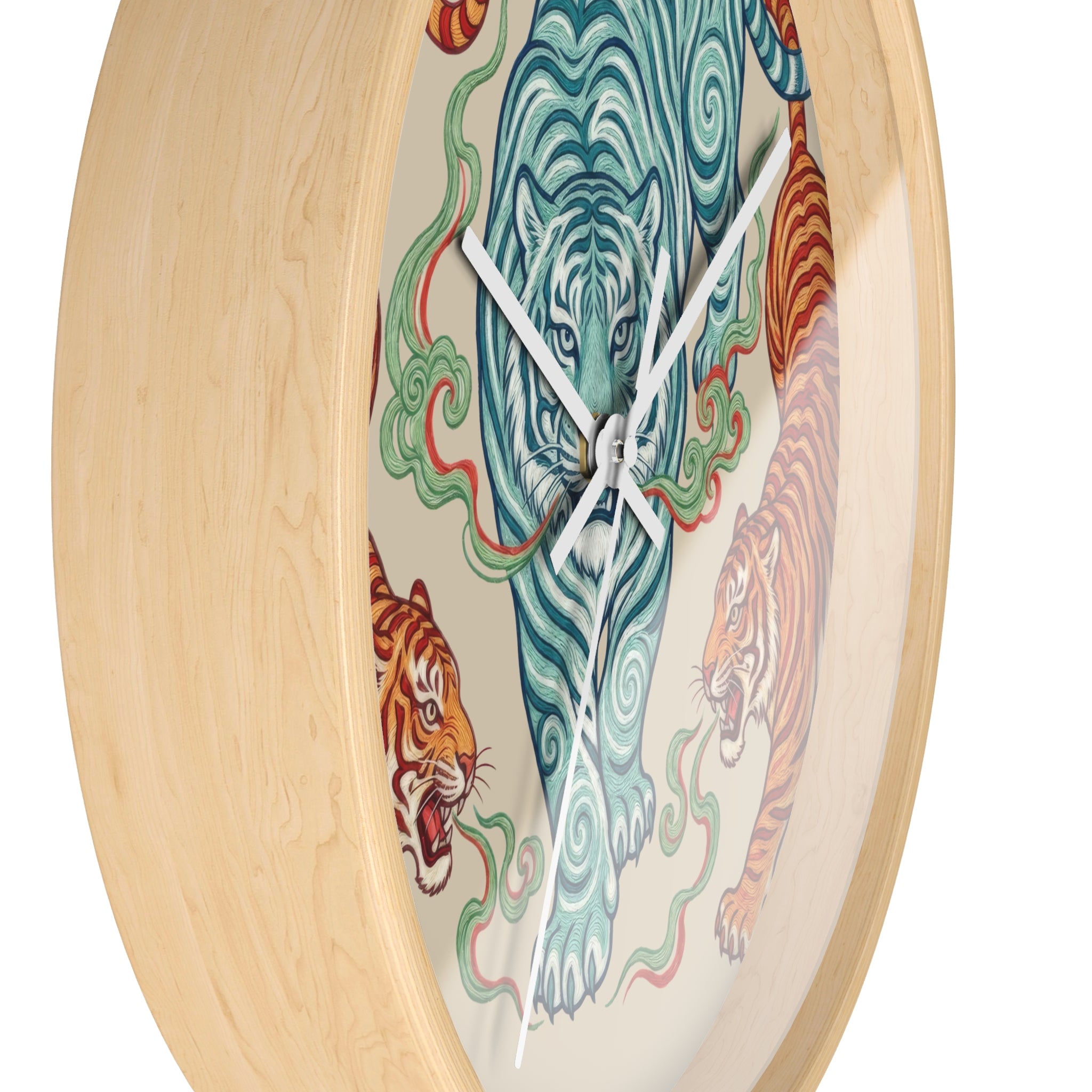 Chinoiserie Three Tigers Wall Clock | Mid Century Modern