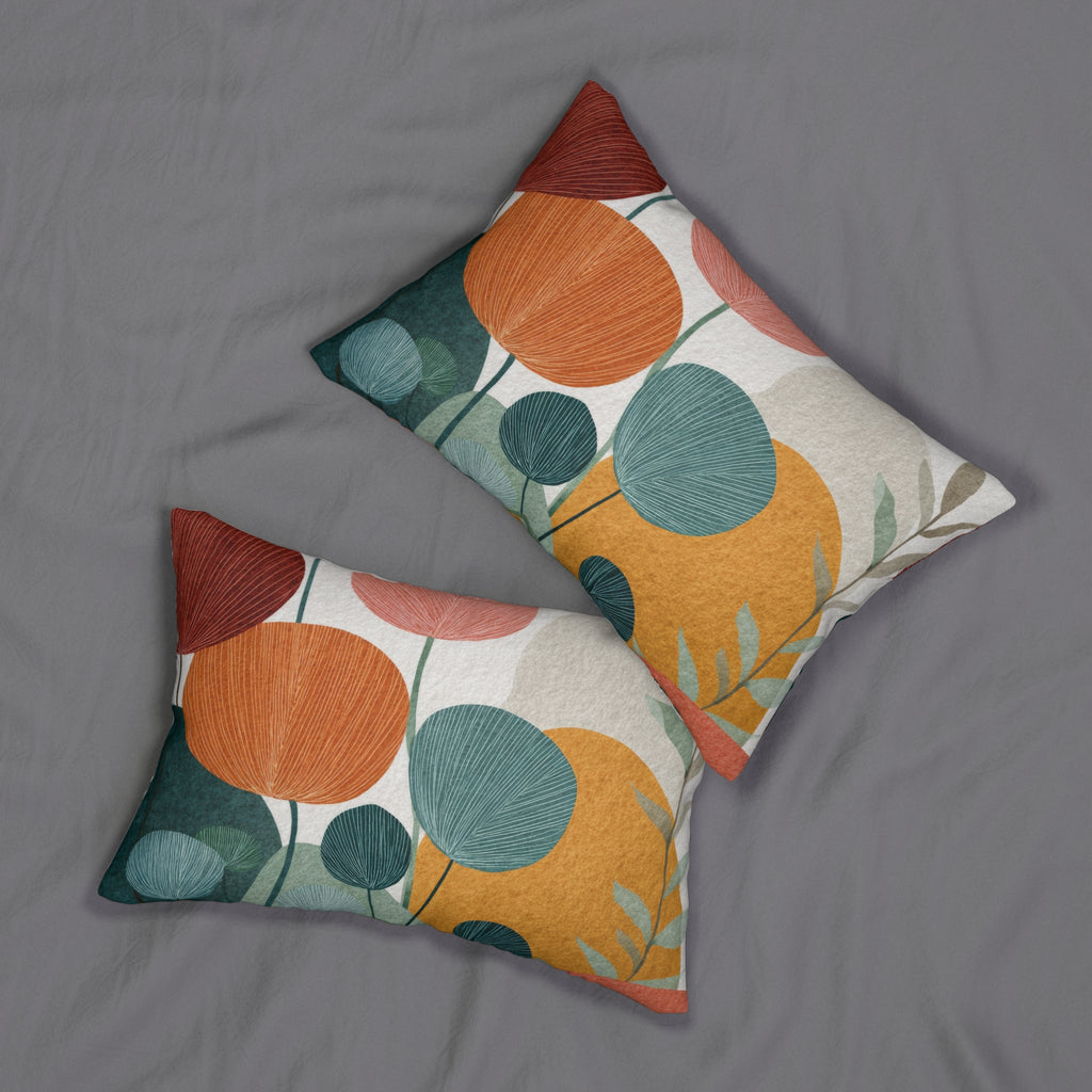 Mid-Century Botanical Lumbar Pillow | Modern Watercolor Florals
