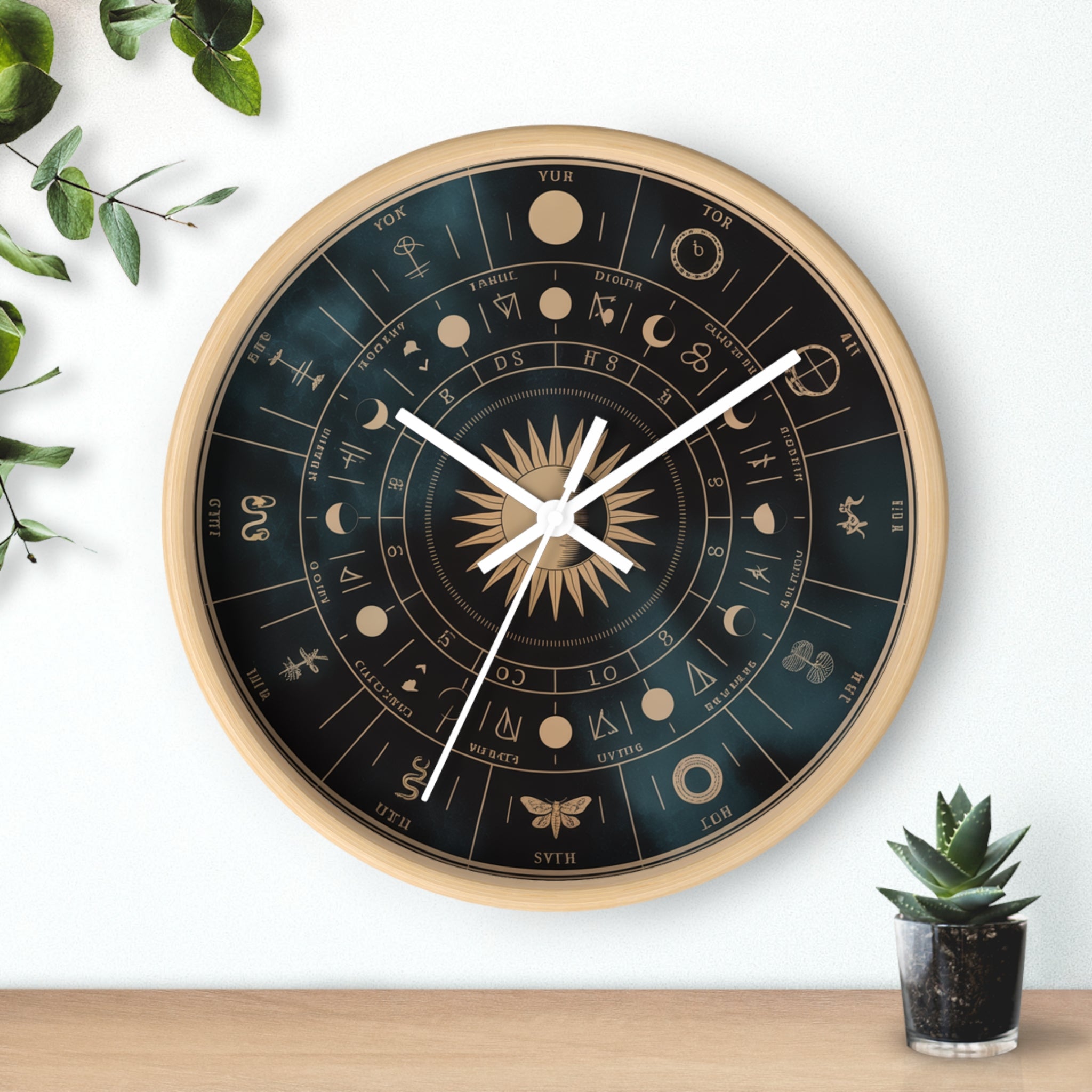 Eclipse Sun Occult Chart Wall Clock | Alchemical Glyphs, Antique Gold