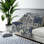 Dala horse sherpa throw styled on a living room sofa