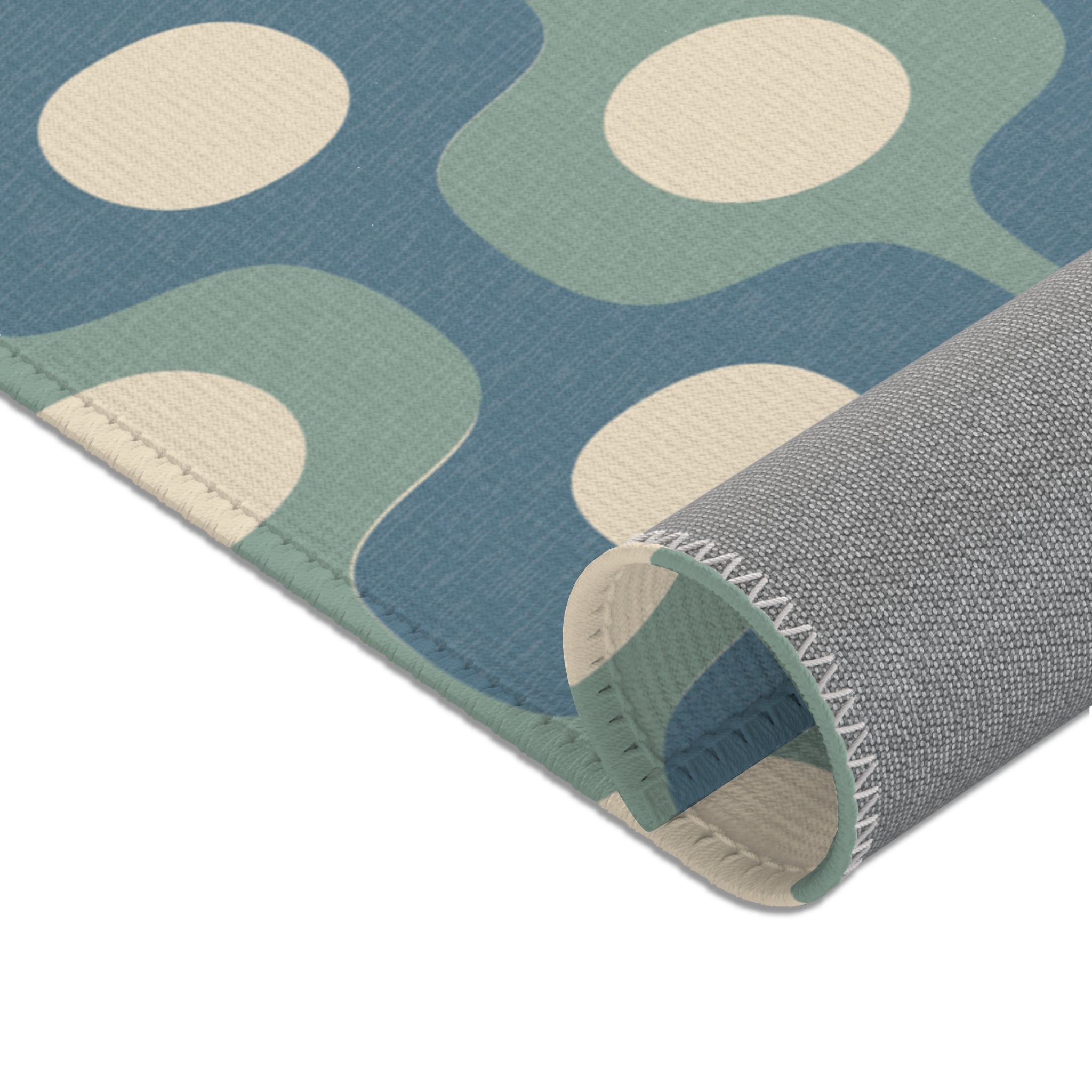 Halo Mid-Century Geometry Area Rug | Blue Sage Cream Nursery Rug