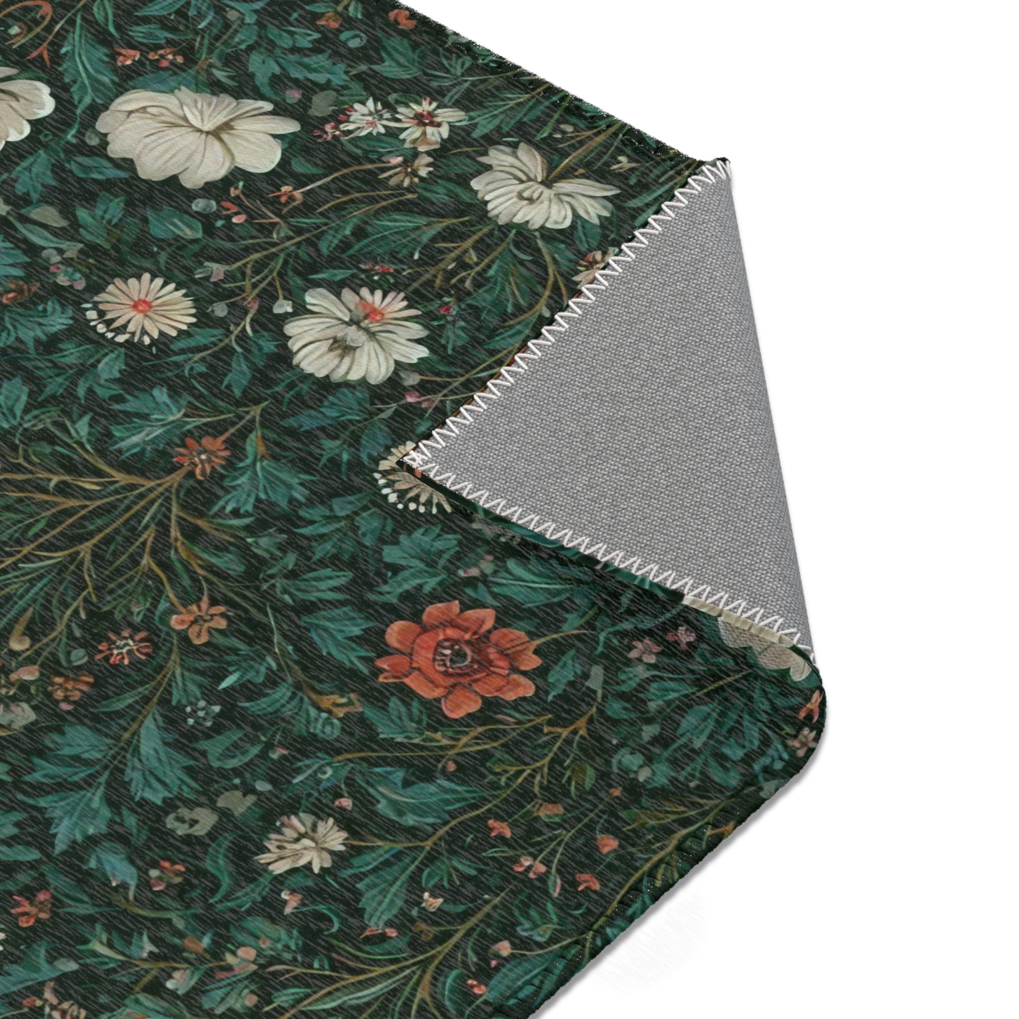 William Morris Botanical Area Rug | Vintage Floral Forest Green