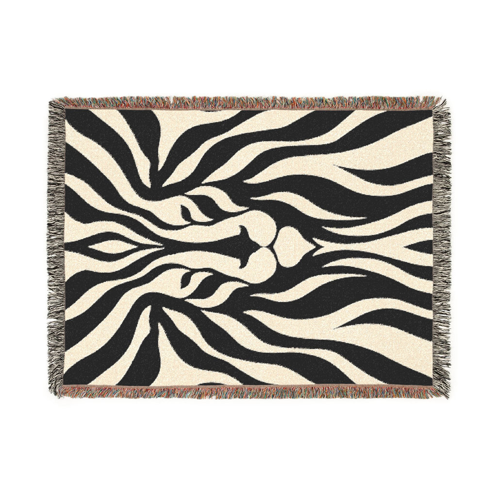 Abstract Lion Woven Blanket | Animal Print Throw