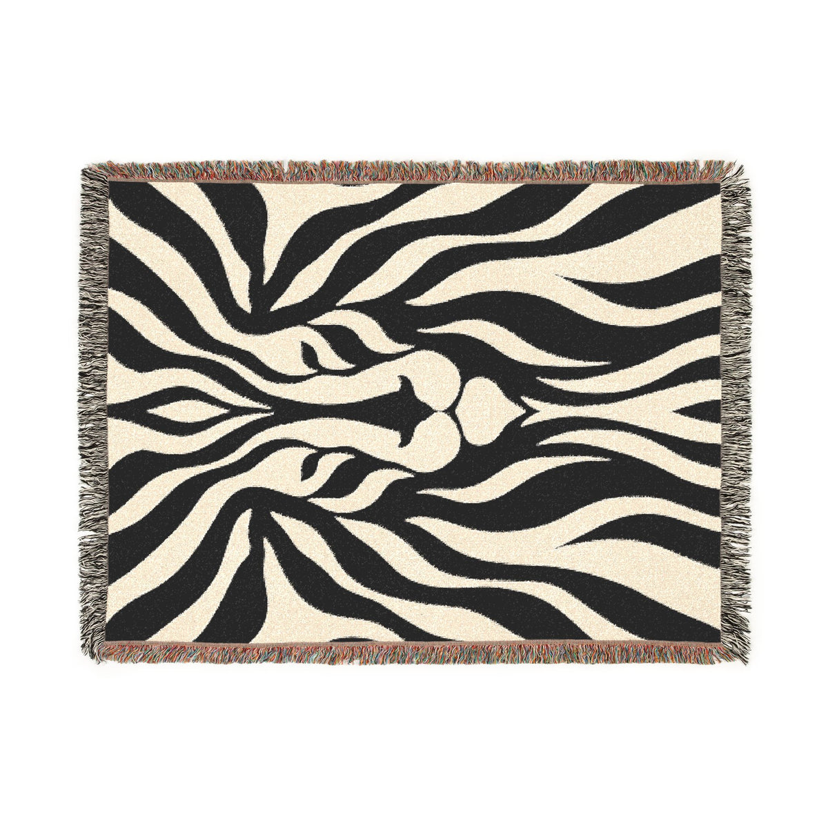 Abstract Lion Woven Blanket | Animal Print Throw
