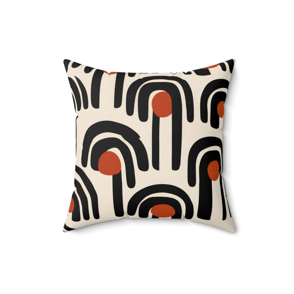 Modern Abstract Arch Pillow | Graphic Mid Century Throw Pillow | Black Terracotta Accent Cushion