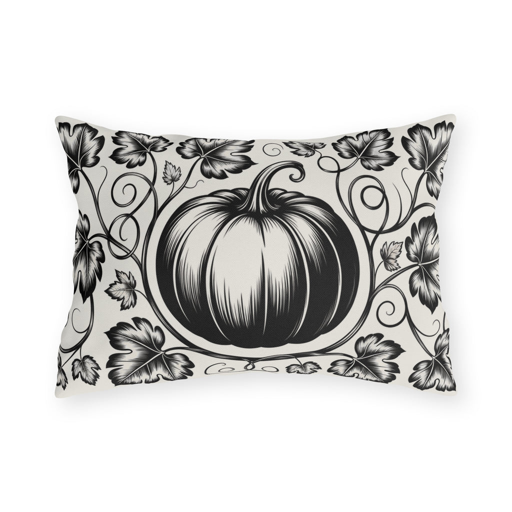 Black Pumpkin Vine Outdoor Pillow | Fall Porch Decor
