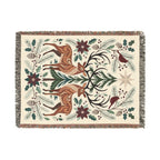Folk Fox & Floral Woven Blanket | Tapestry Throw