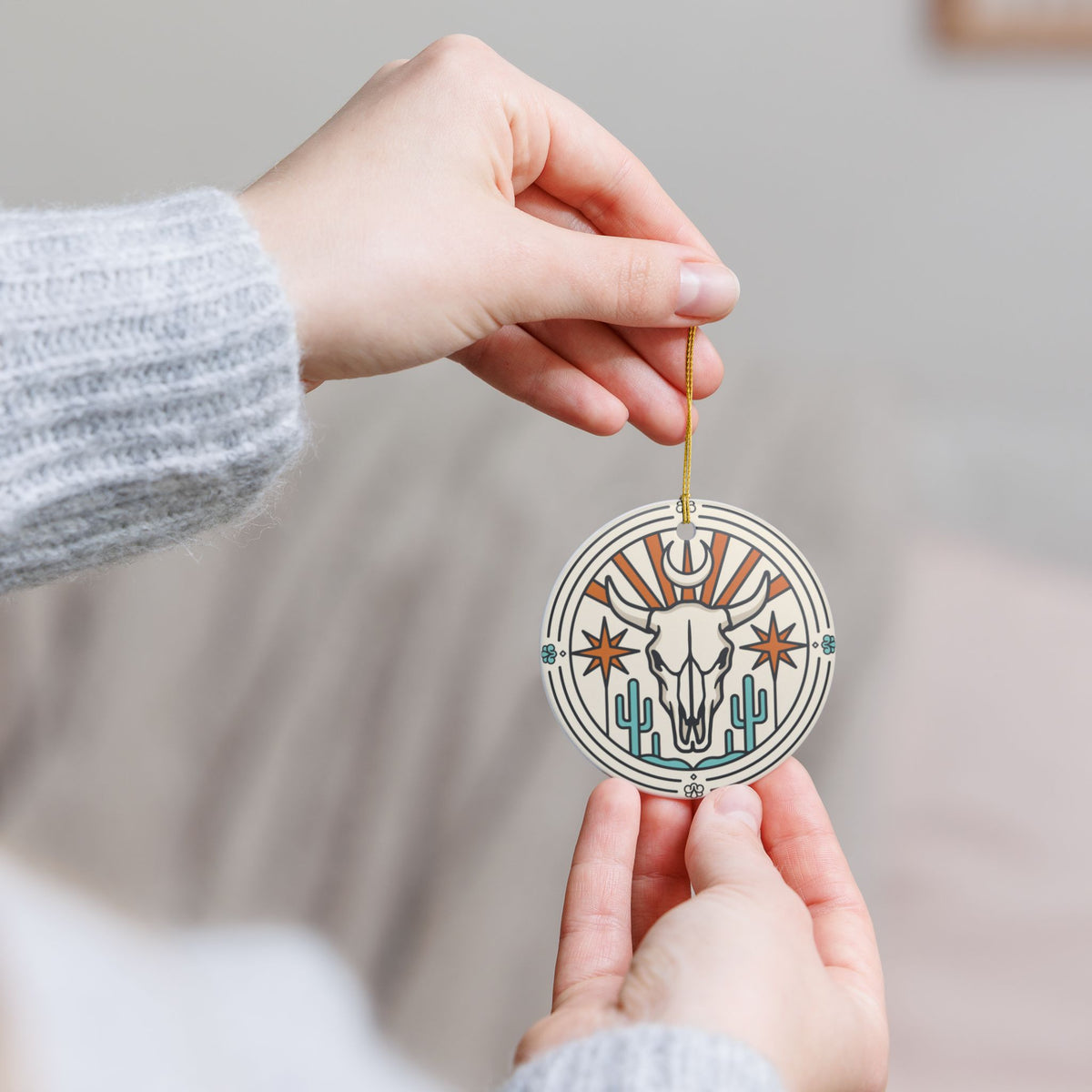 Western Bull Skull Ornament | Retro Desert Christmas Decor