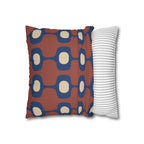 Terracotta Navy Geometric Faux Suede Pillow Cover