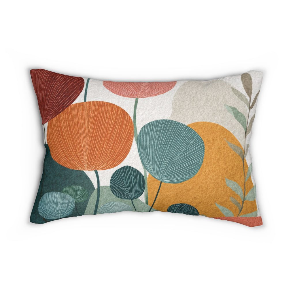 Mid-Century Botanical Lumbar Pillow | Modern Watercolor Florals