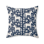 Scandinavian Folk Horses Throw Pillow | Square Pillow with insert
