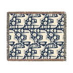 Scandinavian Dala Horse Woven Throw Blanket  | Nordic Folk Art Throw