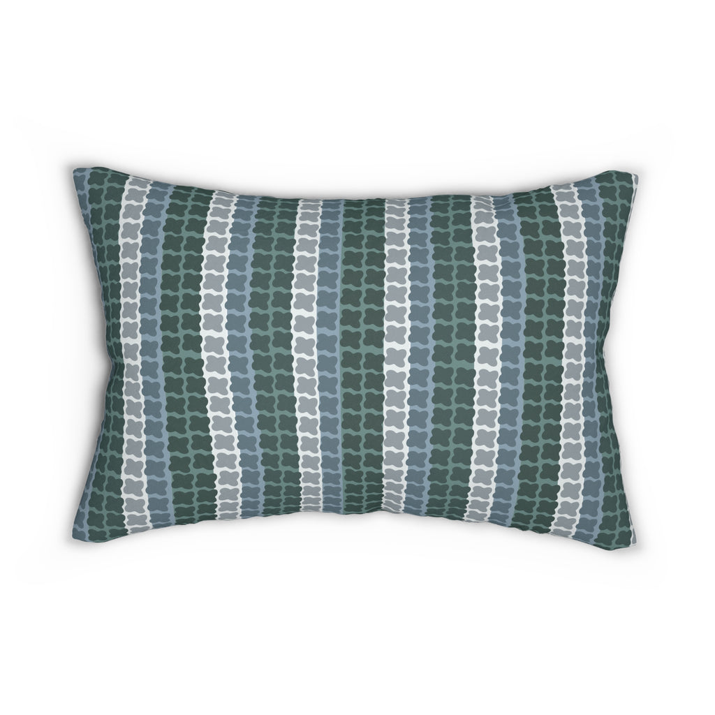 Mid Century Modern Lumbar Pillow | 1960s Inspired Geometric Pattern | Retro Green MCM Accent Cushion with Insert