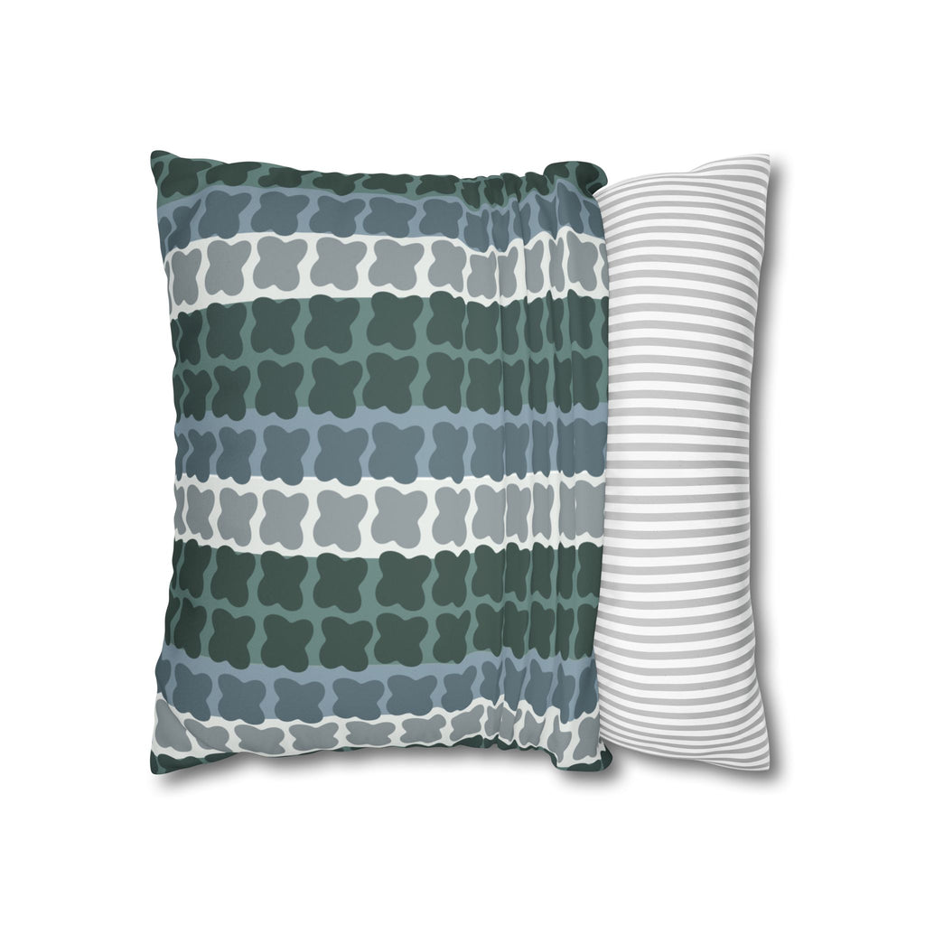 Mid Century Modern Geometric Pillow Cover | 1960s Inspired Retro Green Pattern | Faux Suede MCM Throw Pillow Cover