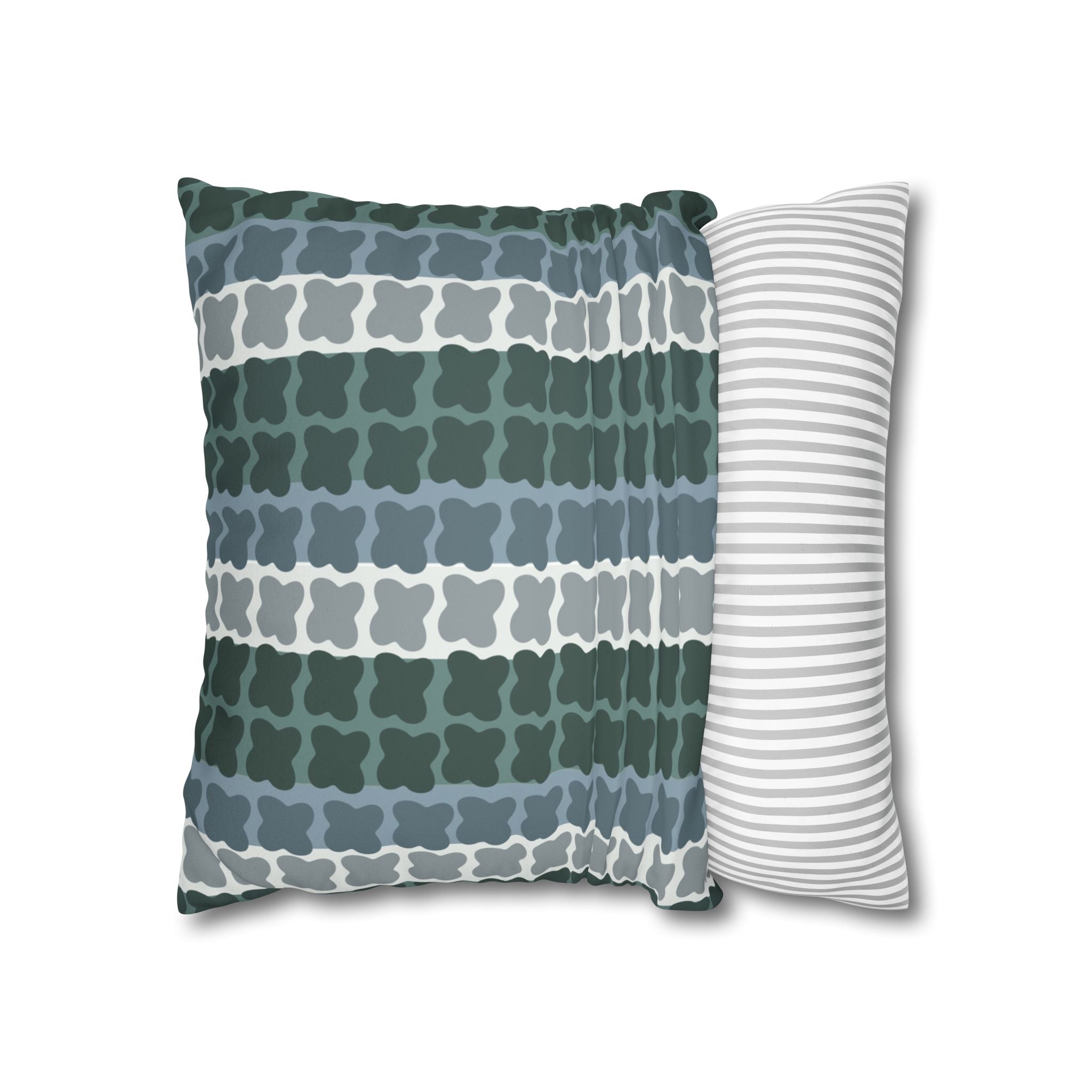 Mid Century Modern Geometric Pillow Cover | 1960s Inspired Retro Green Pattern | Faux Suede MCM Throw Pillow Cover