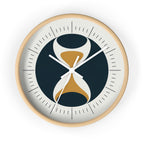 Mid Century Modern Clock | Atomic Retro Minimalist Hourglass Wall Clock | Navy & Gold