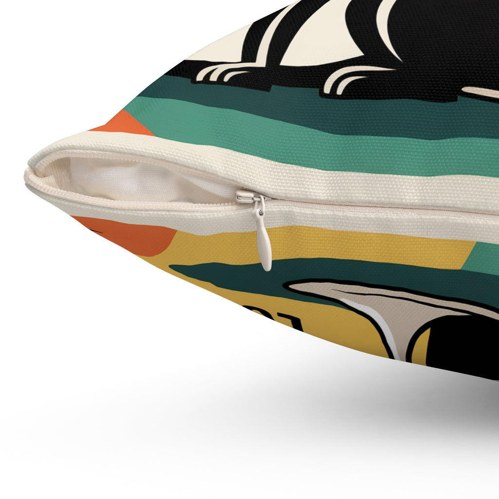 Bad Kitty Lounge Mod Pillow , Retro Cat Throw Pillow, Mid Century Modern Home Decor, Atomic Cat Cushion, Gift for Cat Lovers