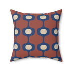 Terracotta Navy Geometric Throw Pillow | Mid Century