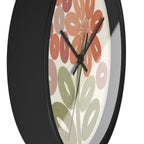Retro Botanical Flower Wall Clock | Coral Terracotta Sage