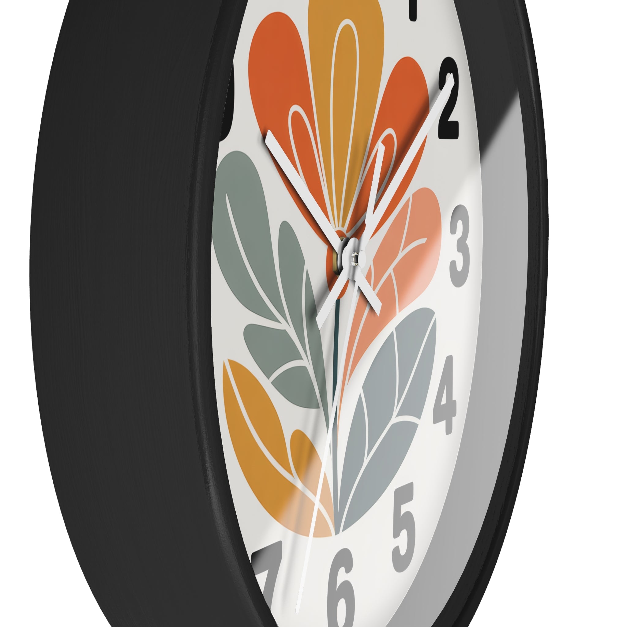 Mid-Century Graphic Flower Wall Clock | Scandinavian Retro Floral Clock