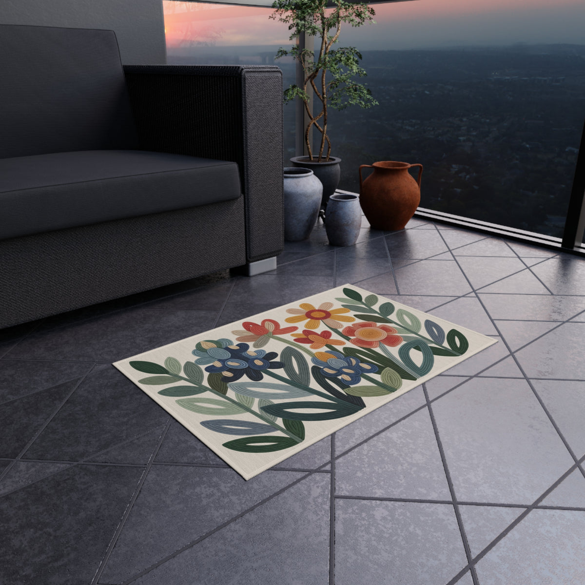 Wildflower Outdoor Rug | Floral Patio & Porch Decor