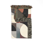 Mid-Century Geometric Woven Blanket | Rust & Teal Throw