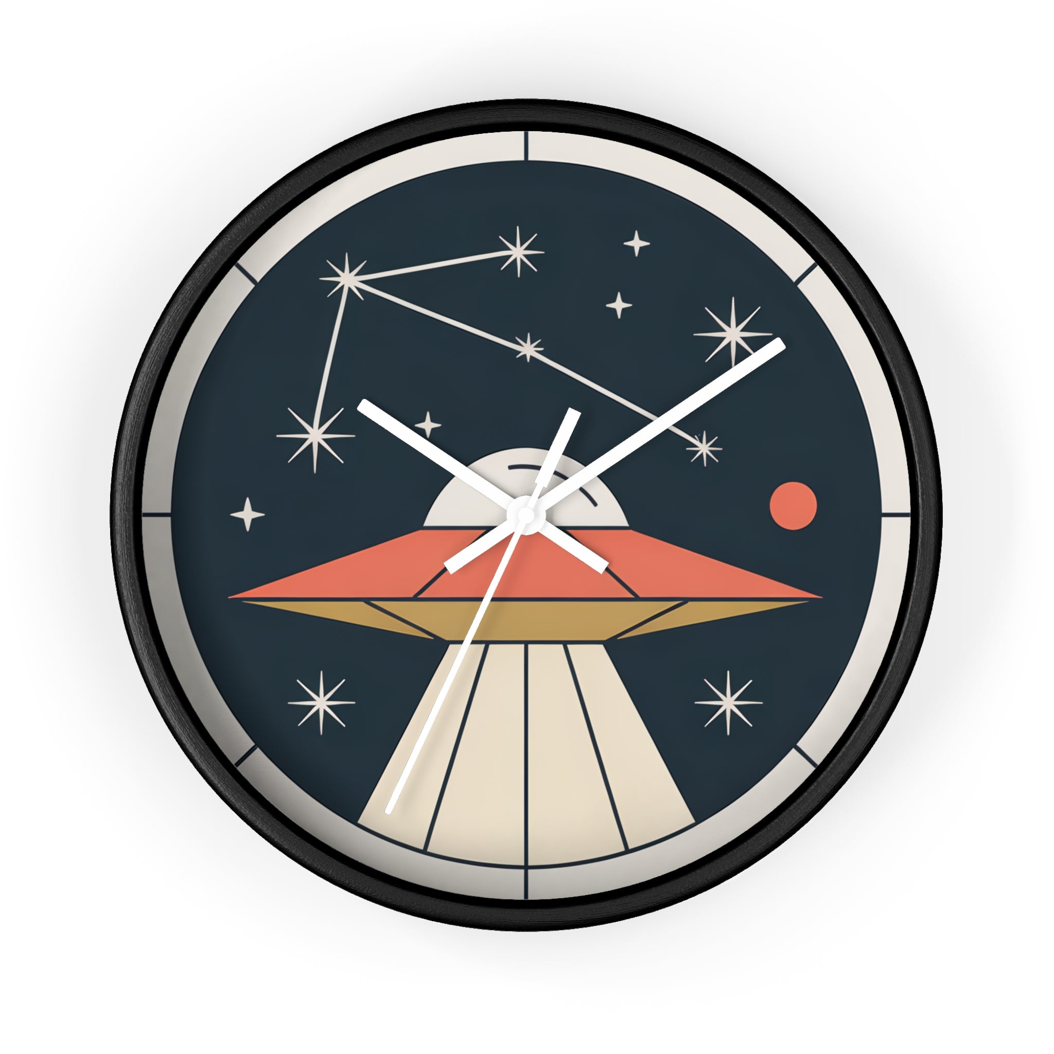 Mid Century Modern Clock, UFO Constellation Wall Clock, Minimal Space Age Decor, Atomic Star Diagram, Retro Sci Fi