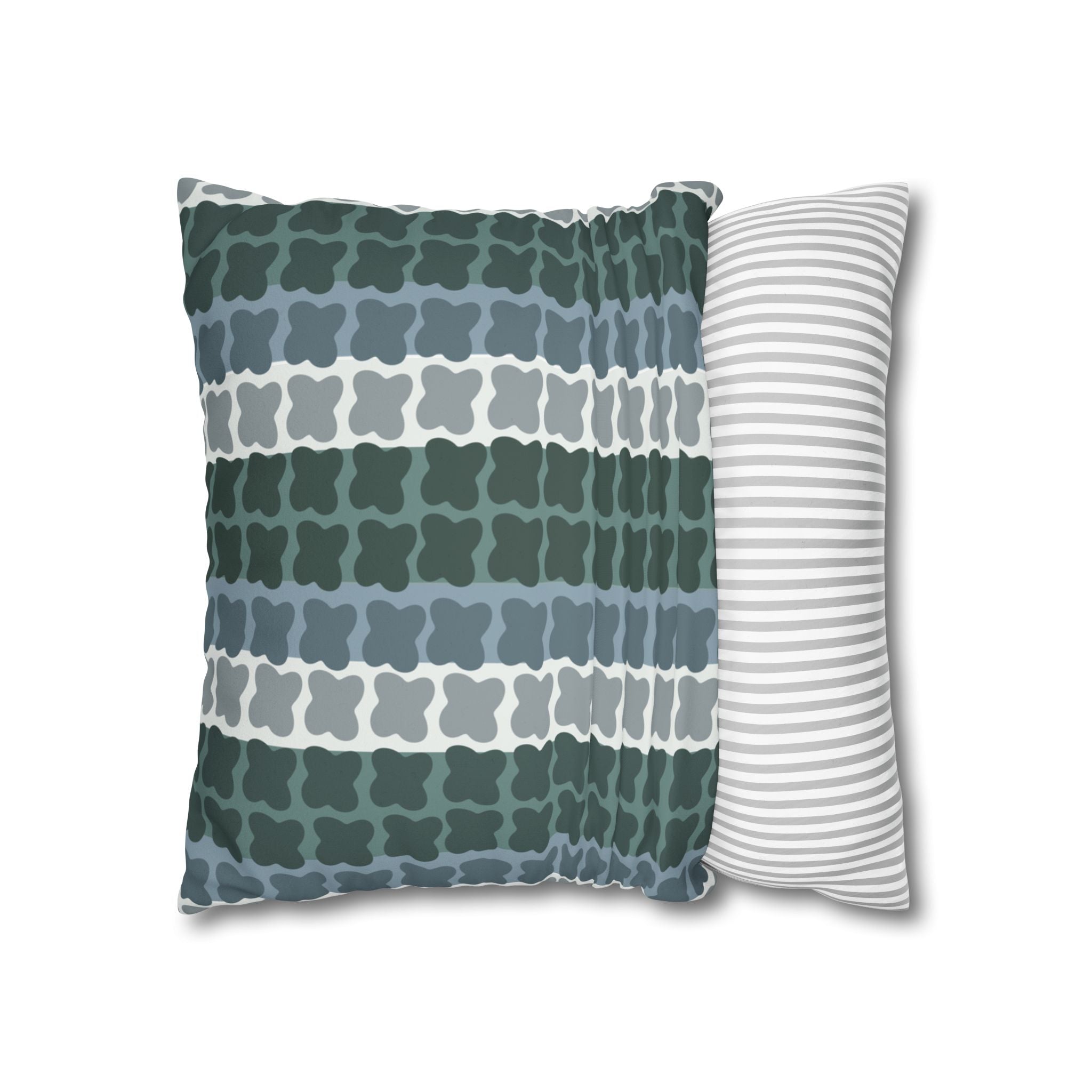 Mid Century Modern Geometric Pillow Cover | 1960s Inspired Retro Green Pattern | Faux Suede MCM Throw Pillow Cover