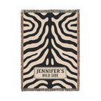 Personalized Zebra Print Woven Blanket | Custom Name Throw