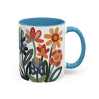 Retro Floral Accent Mug | Colorful Botanical Coffee Cup