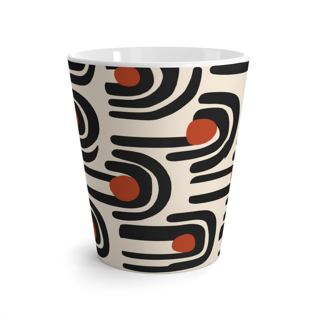 Mid Century Modern Geometric Arch Latte Mug | Terracotta Black Cream