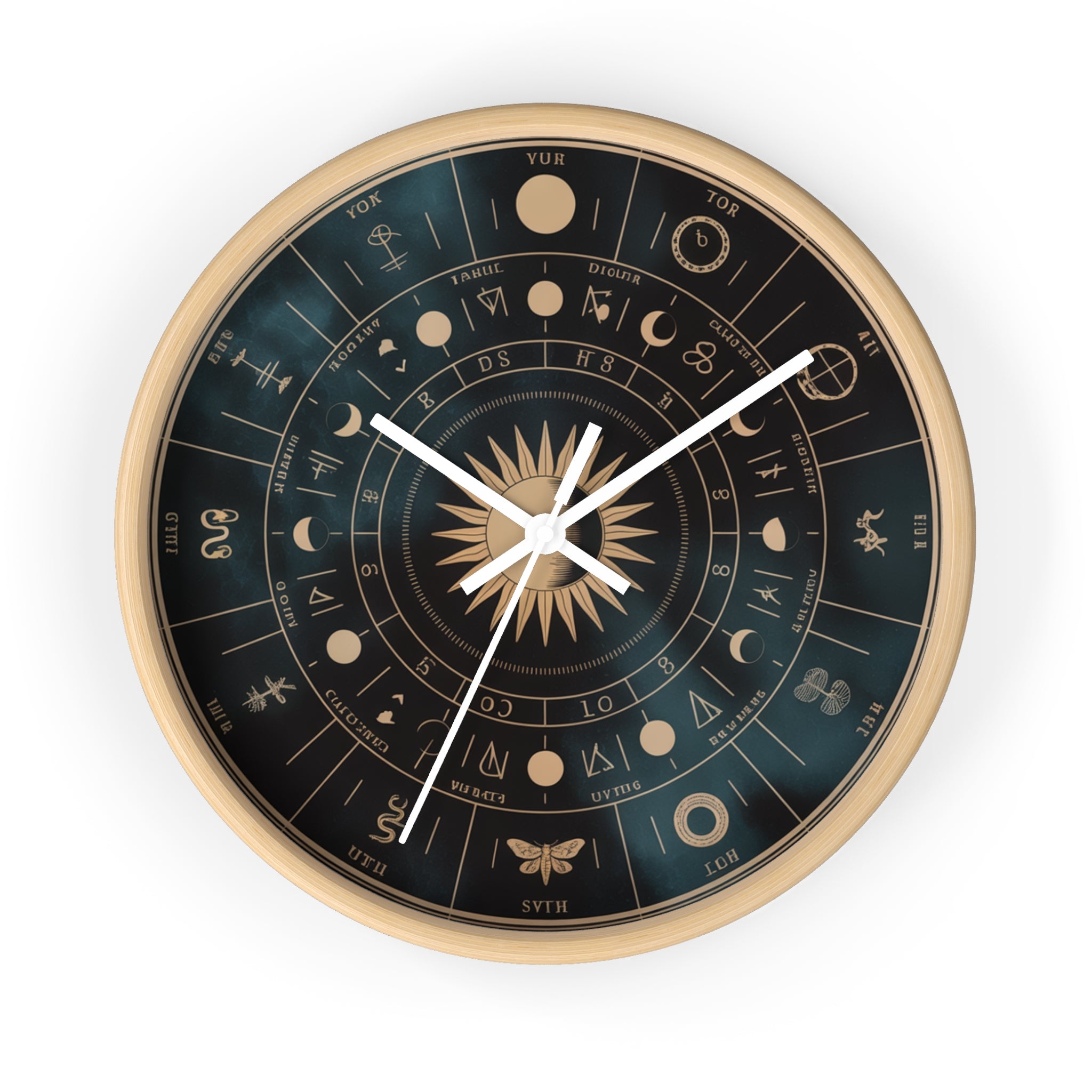 Eclipse Sun Occult Chart Wall Clock | Alchemical Glyphs, Antique Gold