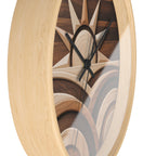 Geometric Sunrise Wall Clock | Marquetry-Style MCM Decor