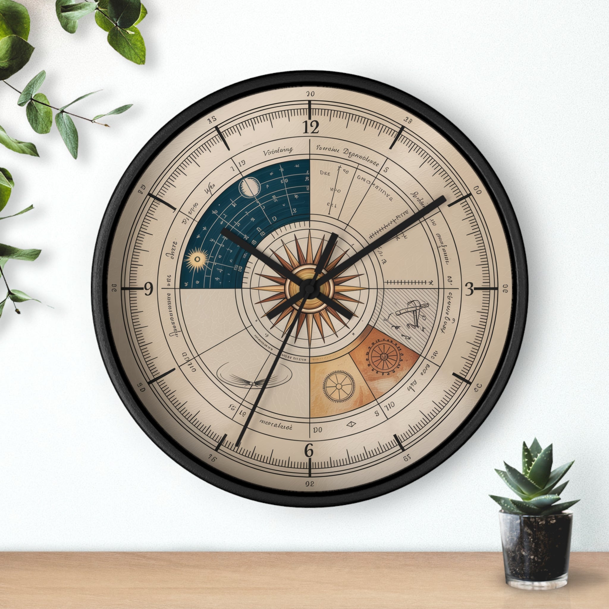 Leonardo da Vinci Chronometer Wall Clock | Renaissance Sketchbook Astronomy