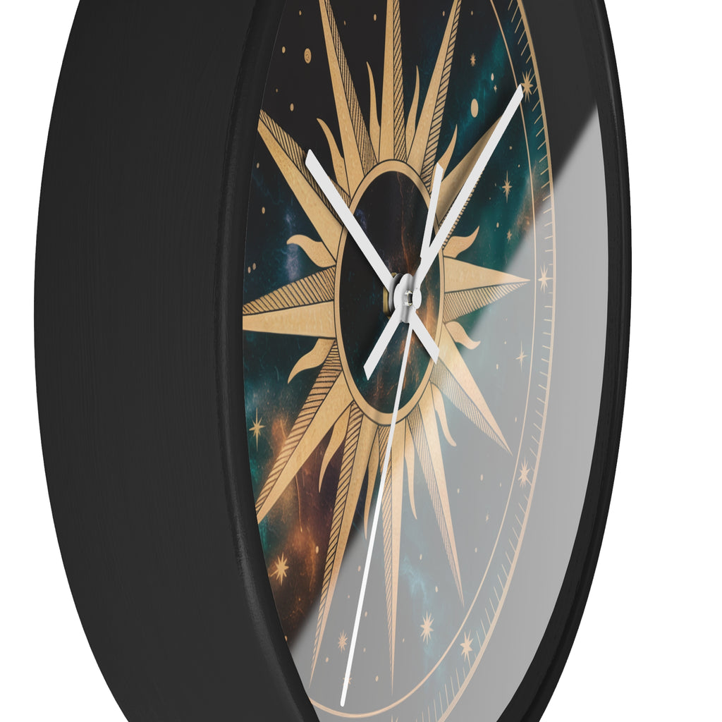 Gold Sunburst Celestial Wall Clock | Galaxy Vintage-Metallic