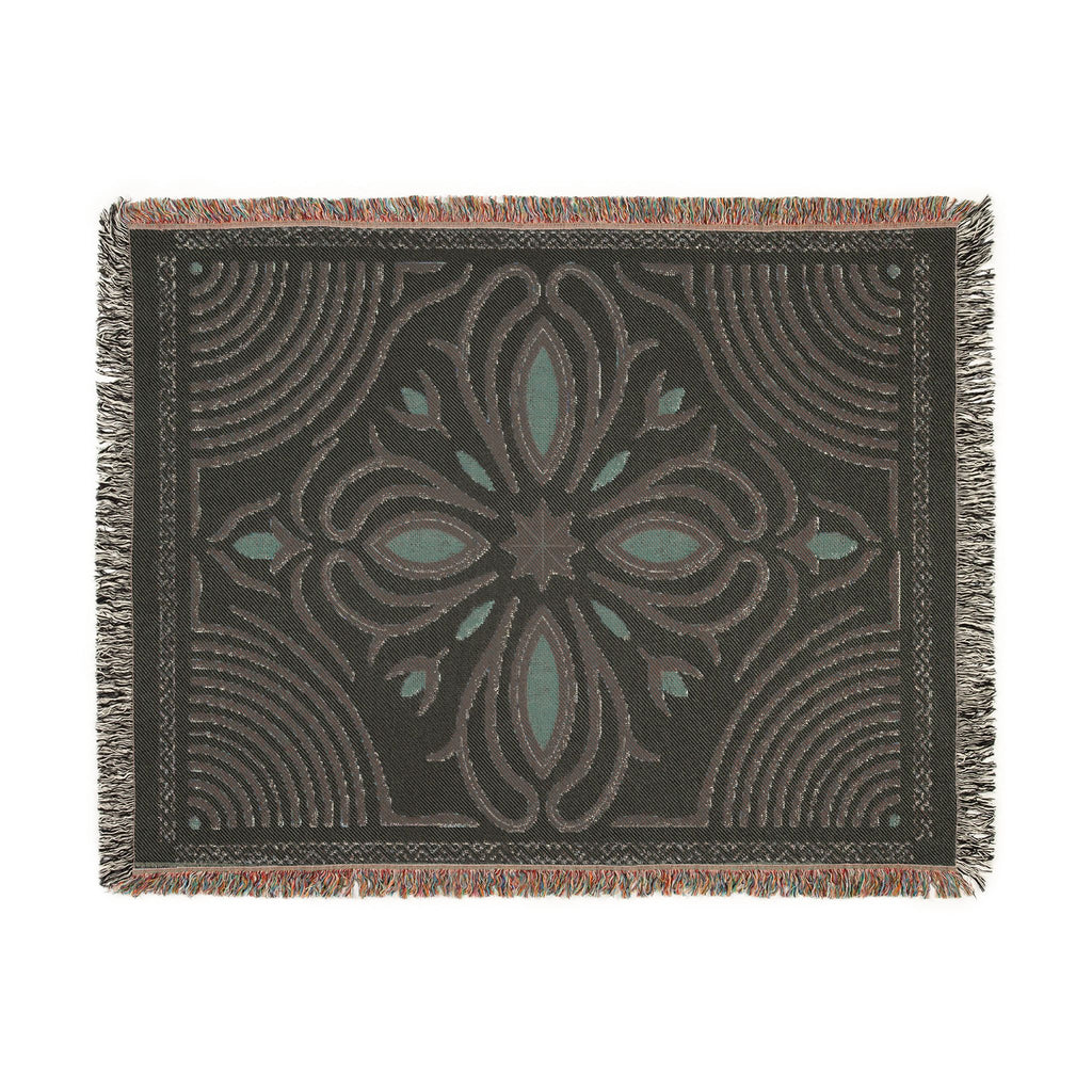 Boho Floral Medallion Woven Blanket | Southwestern Tile Pattern, Fringe Throw