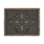 Boho Floral Medallion Woven Blanket | Southwestern Tile Pattern, Fringe Throw