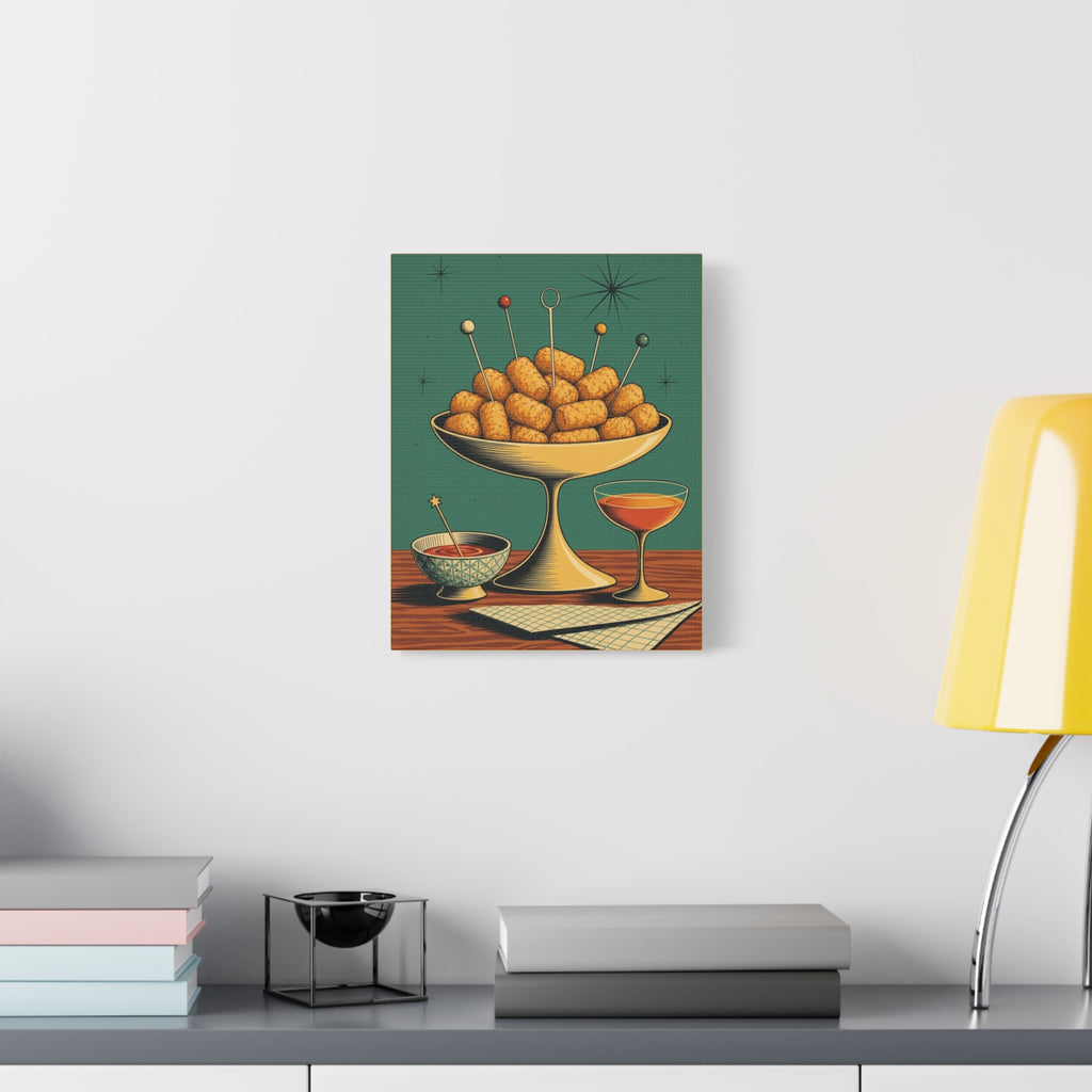Tater Tot Cocktail Hour Canvas | Funny Mid-Century Kitchen Art