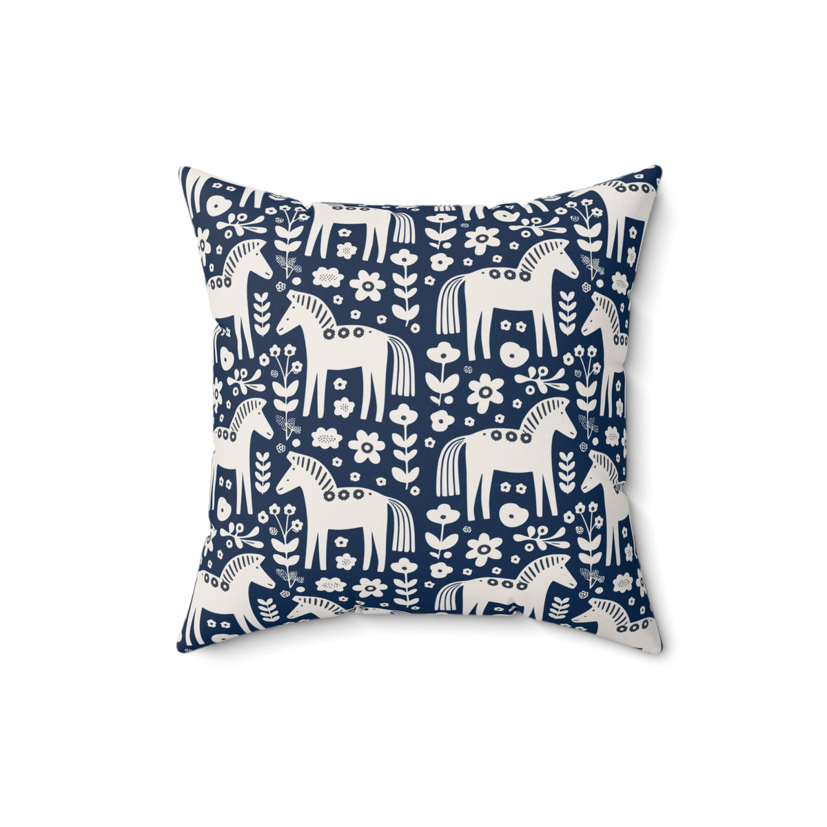 Scandinavian Folk Horses Throw Pillow | Square Pillow with insert